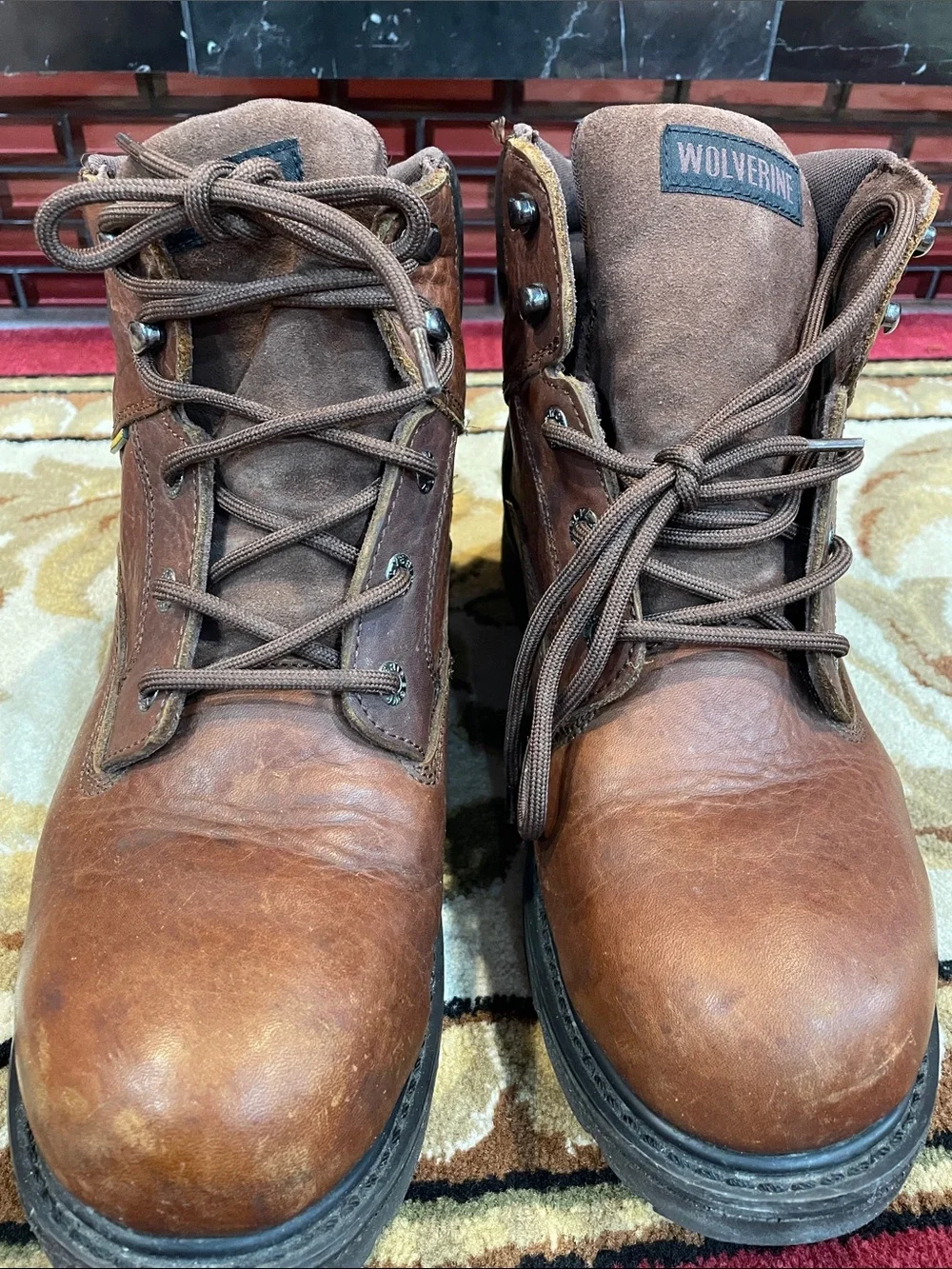 Wolverine Brown Leather Lace-Up Work Boots